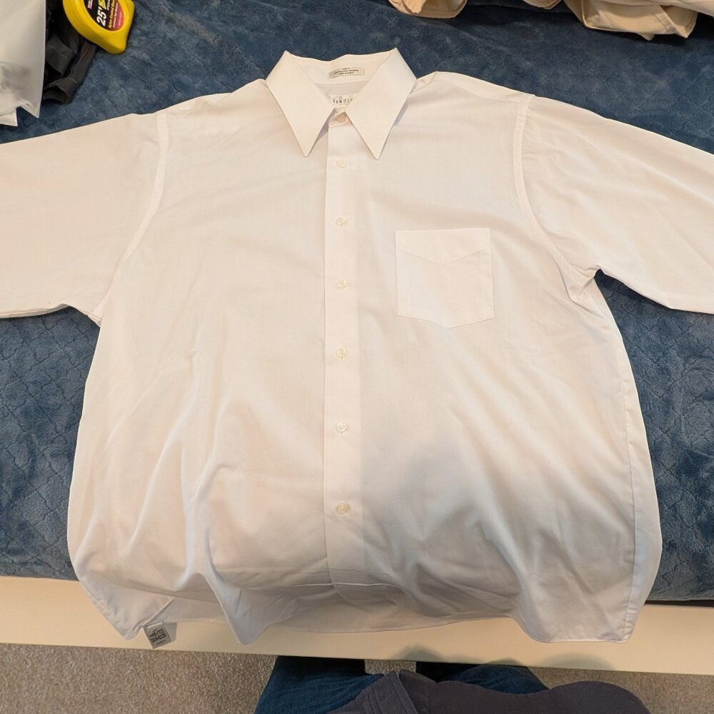 Van Heusen White Dress Shirt XL - 17.5 34/35 - Wrinkle-Free Flex Collar